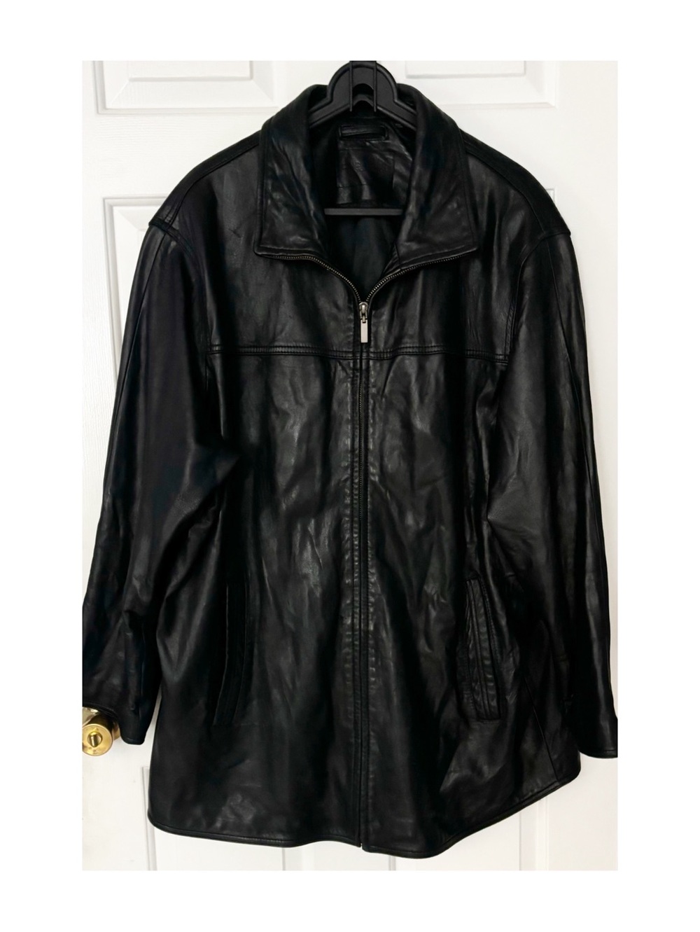 Mens Roundtree & Yorke Black Genuine Lamb Skin Leather Jacket Coat 3XT Full Zip